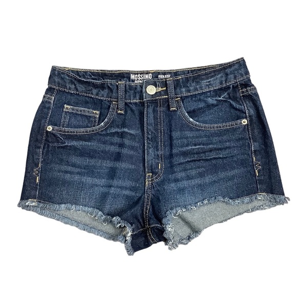 Junior’s Mossimo 9 M Medium Navy Blue Denim Jeans Chino Shorts Cut Offs Cotton - Picture 3 of 6